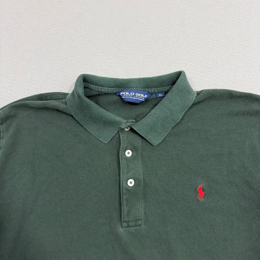 Vintage Polo Golf Ralph Lauren Shirt Mens XL Green Solid 90s Preppy Golfing Pony